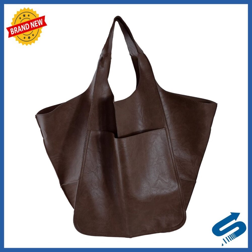 Oversized PU Leather Tote Bag Huge Capacity Hobo Purse Travel Work Bag